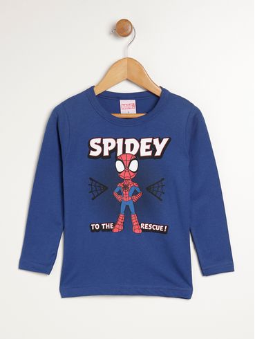 Camiseta Manga Longa Marvel Infantil Para Menino - MARINHO