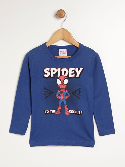 Camiseta Manga Longa Marvel Infantil Para Menino - MARINHO