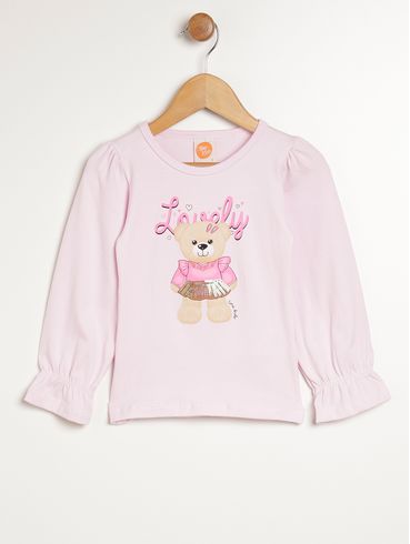 Blusa Manga Longa Infantil Para Menina - ROSA