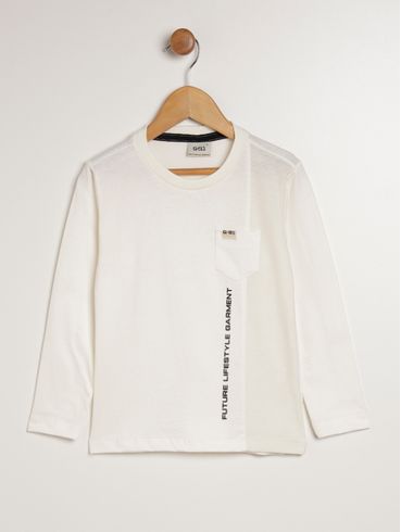 Camiseta Manga Longa Infantil Para Menino - OFF WHITE