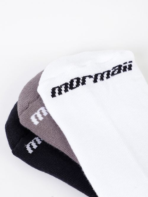 Kit com 03 Meias Cano Médio Mormaii Masculinas Cinza/Branco/Preto