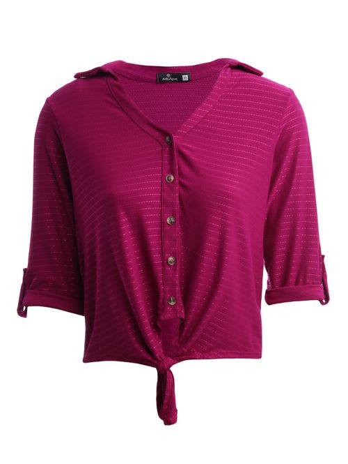 Camisa Cropped Manga 3/4 Autentique Feminina ROXO