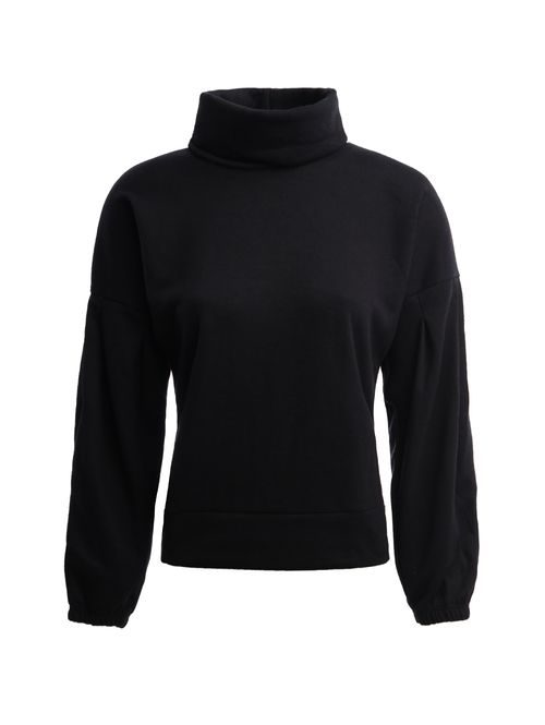 Blusa de Tricot Gola Alta Feminina PRETO