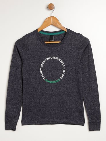 Camiseta Manga Longa Juvenil Para Menina - MARINHO