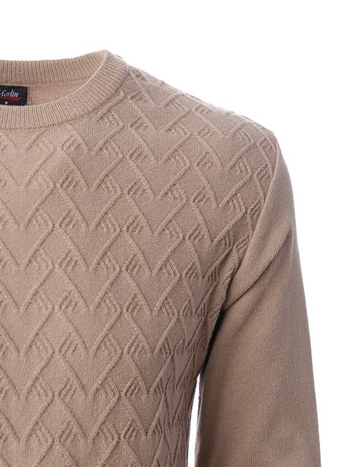 Suéter de Tricot Masculino BEGE