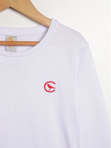 Camiseta Básica Manga Longa Infantil Para Menino - BRANCO