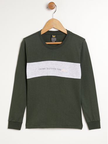 Camiseta Manga Longa Infantil Para Menino - VERDE