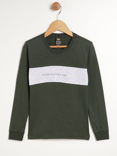 Camiseta Manga Longa Infantil Para Menino - VERDE