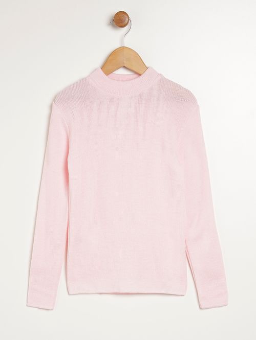 Blusa de Tricot Básica Juvenil Para Menina - ROSA CLARO
