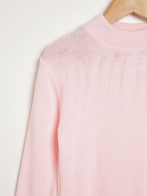 Blusa de Tricot Básica Juvenil Para Menina - ROSA CLARO