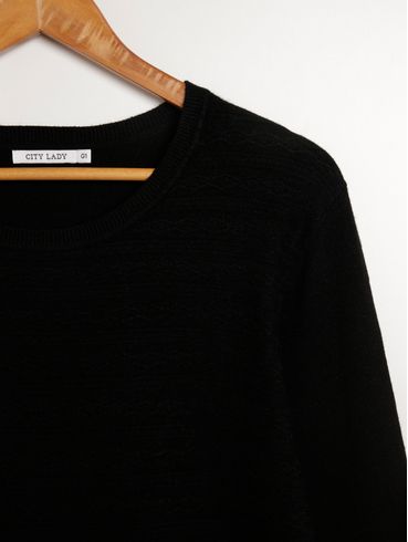 Blusa Tricot Plus Size Feminina PRETO