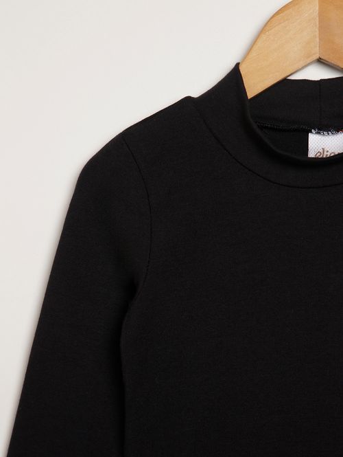 Blusa Básica Manga Longa Infantil Para Menina - PRETO