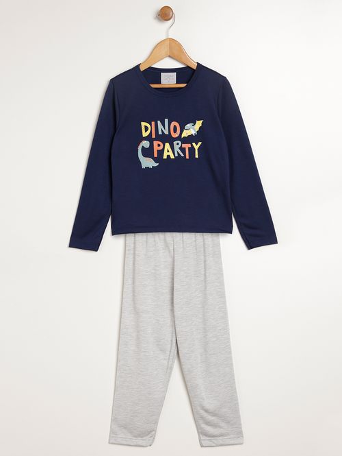 Pijama Longo Infantil Para Menino - MARINHO/MESCLA