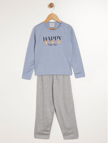 Pijama Longo Infantil Para Menino - AZUL/MESCLA