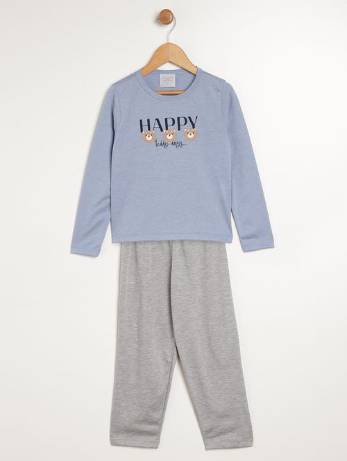 Pijama Longo Infantil Para Menino - AZUL/MESCLA