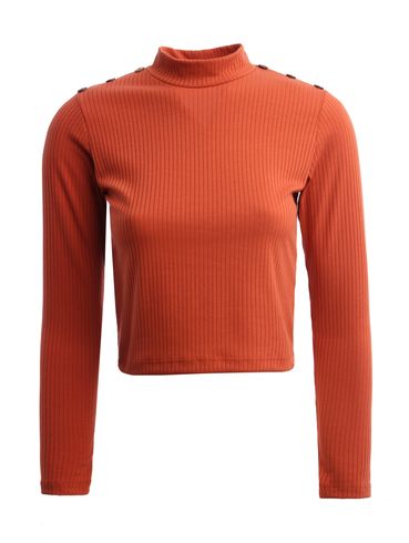 Blusa Manga Longa Cropped Feminina MARROM