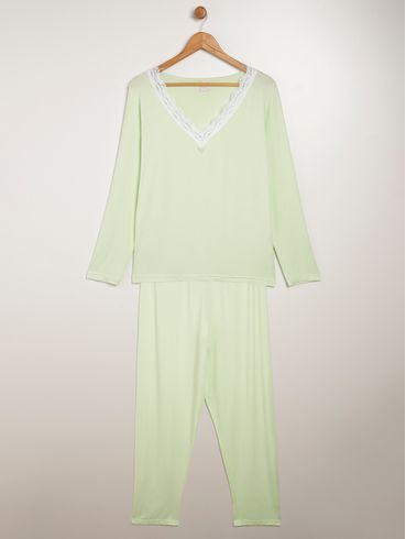 Pijama Longo Plus Size Feminino VERDE