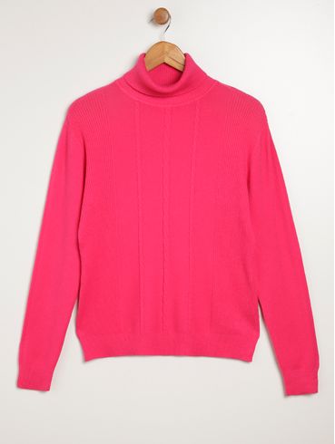 Blusa Tricot Gola Alta Plus Size Feminina PINK