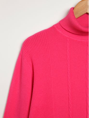 Blusa Tricot Gola Alta Plus Size Feminina PINK