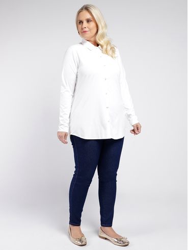 Camisa Alongada Plus Size Feminina OFF WHITE
