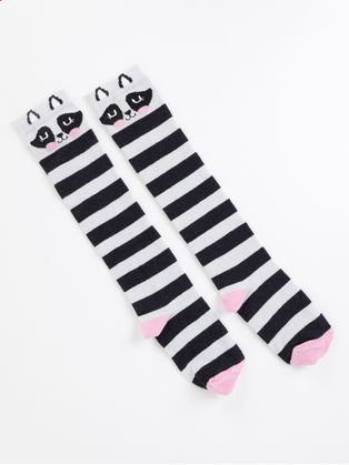 Meia Infantil Para Menina - PRETO/MESCLA