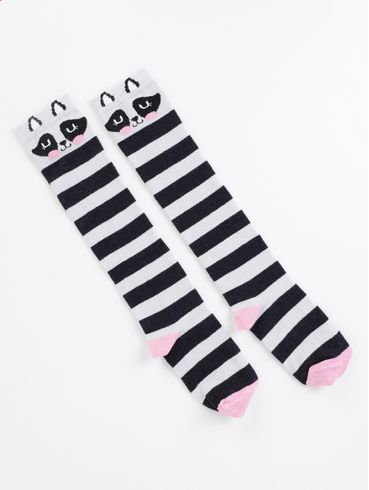 Meia Infantil Para Menina - PRETO/MESCLA