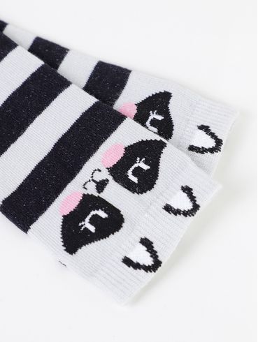 Meia Infantil Para Menina - PRETO/MESCLA