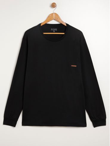 Camiseta Manga Longa Plus Size Masculina PRETO