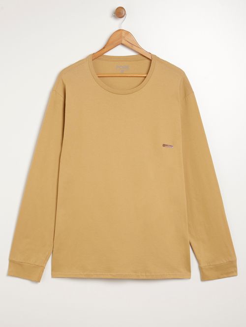Camiseta Manga Longa Plus Size Masculina CARAMELO