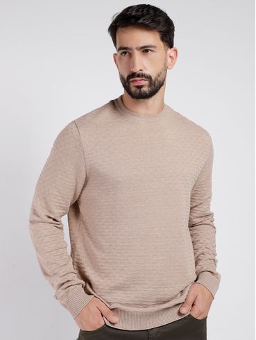 Suéter de Tricot Masculino BEGE