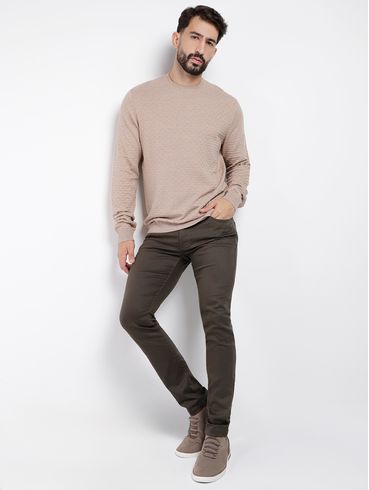 Suéter de Tricot Masculino BEGE