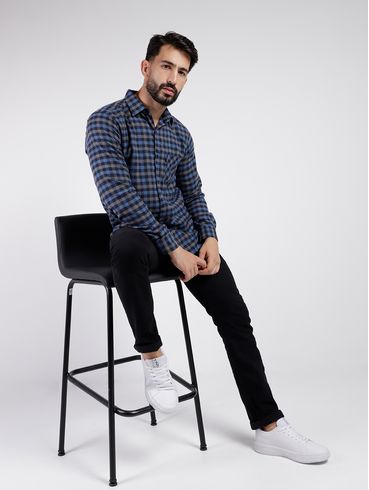 Camisa Manga Longa Flanela Masculina AZUL