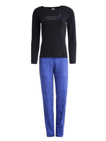 Pijama Longo Feminino PRETO/AZUL