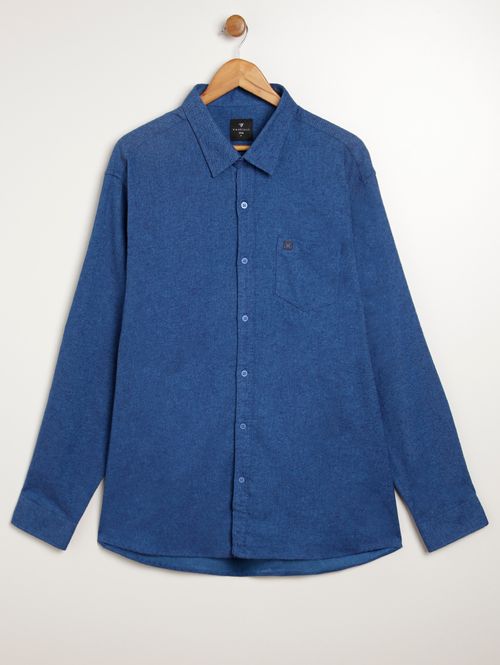 Camisa Flanela Manga Longa Plus Size Masculina AZUL