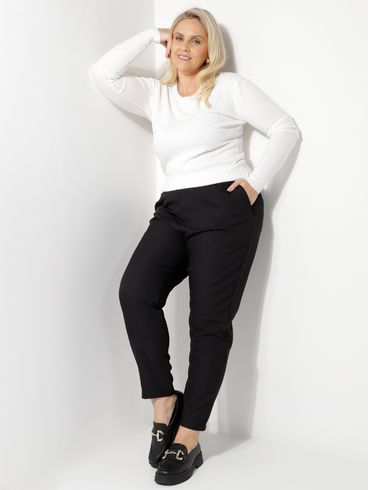 Blusa Manga Longa Tricot Plus Size Feminina OFF WHITE