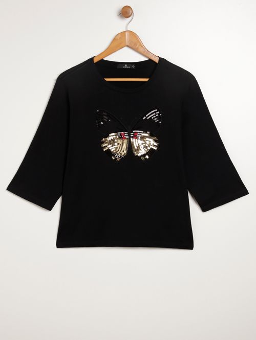 Blusa Manga 3/4 Autentique Plus Size Feminina PRETO