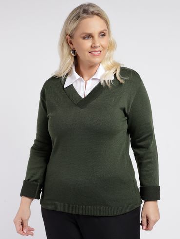Blusa de Tricot Plus Size Feminina VERDE