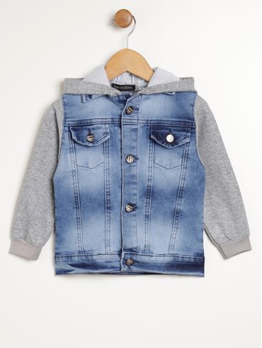 Jaqueta Jeans com Capuz Infantil Para Menino - AZUL