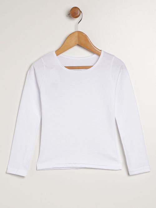 Blusa Manga Longa Juvenil Para Menina - BRANCO