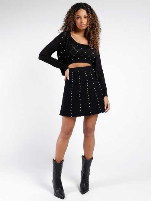 Blusa com Sobreposição Eagle Rock Feminina PRETO