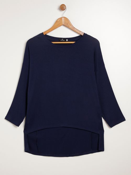 Blusa Manga 3/4 Autentique Plus Size Feminina AZUL