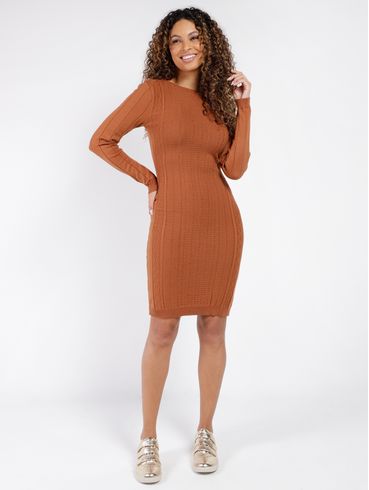 Vestido Manga Longa Feminino CARAMELO