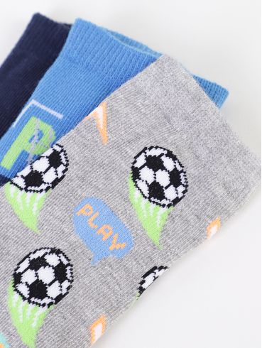 Kit com 03 Meias Selene Juvenil Para Menino - CINZA/MARINHO/AZUL