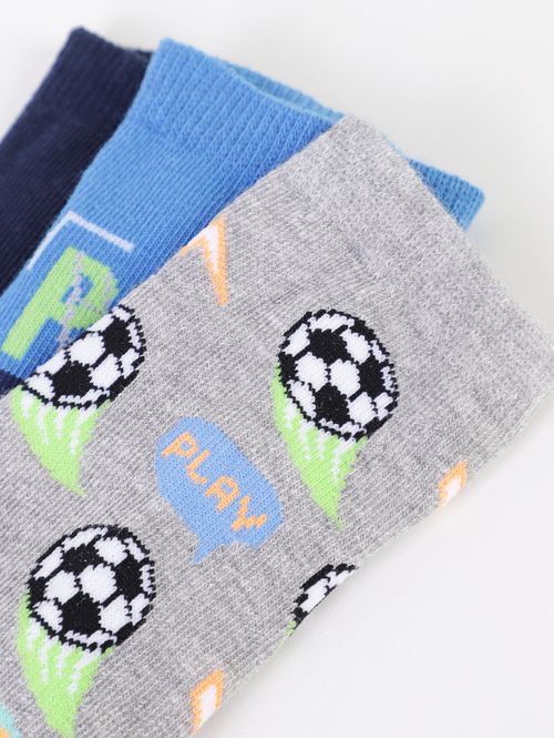 Kit com 03 Meias Selene Juvenil Para Menino - CINZA/MARINHO/AZUL