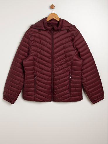 Jaqueta Parka com Capuz Plus Size Feminino BORDO
