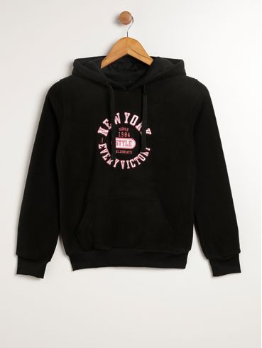 Blusa Manga Longa Juvenil Para Menina - PRETO
