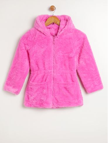 Jaqueta Parka com Pelinhos Infantil Para Menina - Rosa Pink