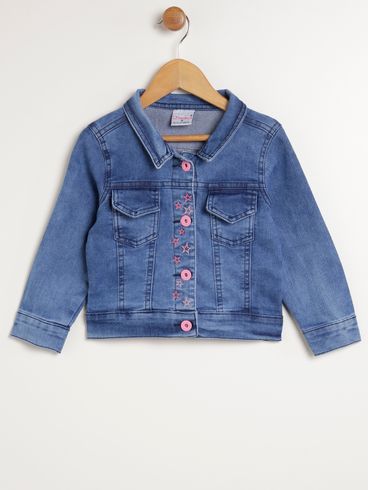 Jaqueta Jeans Infantil Para Menina - AZUL