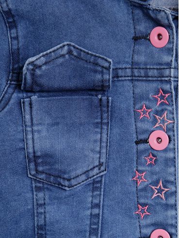 Jaqueta Jeans Infantil Para Menina - AZUL