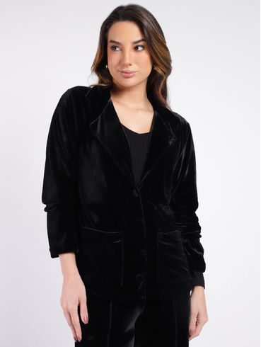 Blazer Veludo Feminino PRETO